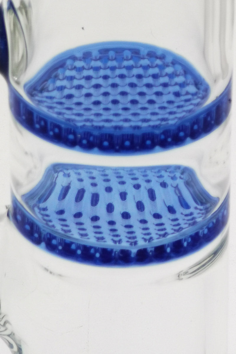 Close-up of TAG Double Honeycomb Ash Catcher in Tie Dye Blue, 18MM Male to Female