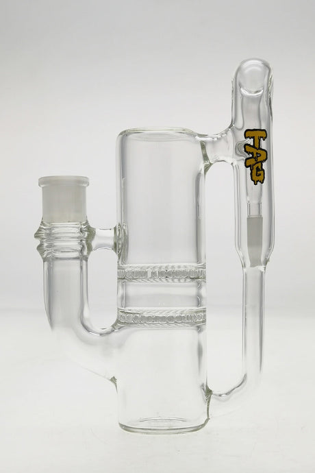 TAG 8.25" Double Honeycomb Ash Catcher, 50x5MM with Tie Dye Label, Clear Borosilicate Glass