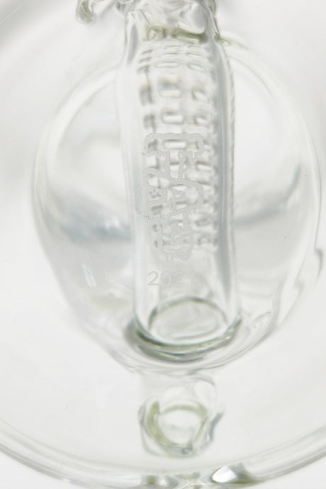 Close-up of TAG 8.25" Bellow Base Recycler Bong with Inline Percolator for Concentrates