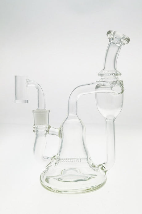 TAG 8.25" Inline Bellow Base Glass Recycler Bong, 50x9MM, 14MM Female Joint, Clear View