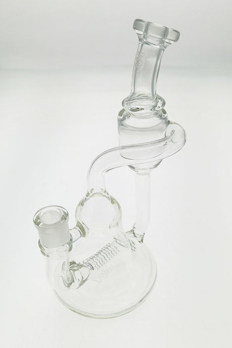 TAG 8.25" Inline Bellow Base Recycler Bong, 50x9MM with 14MM Female Joint, Angled Side View