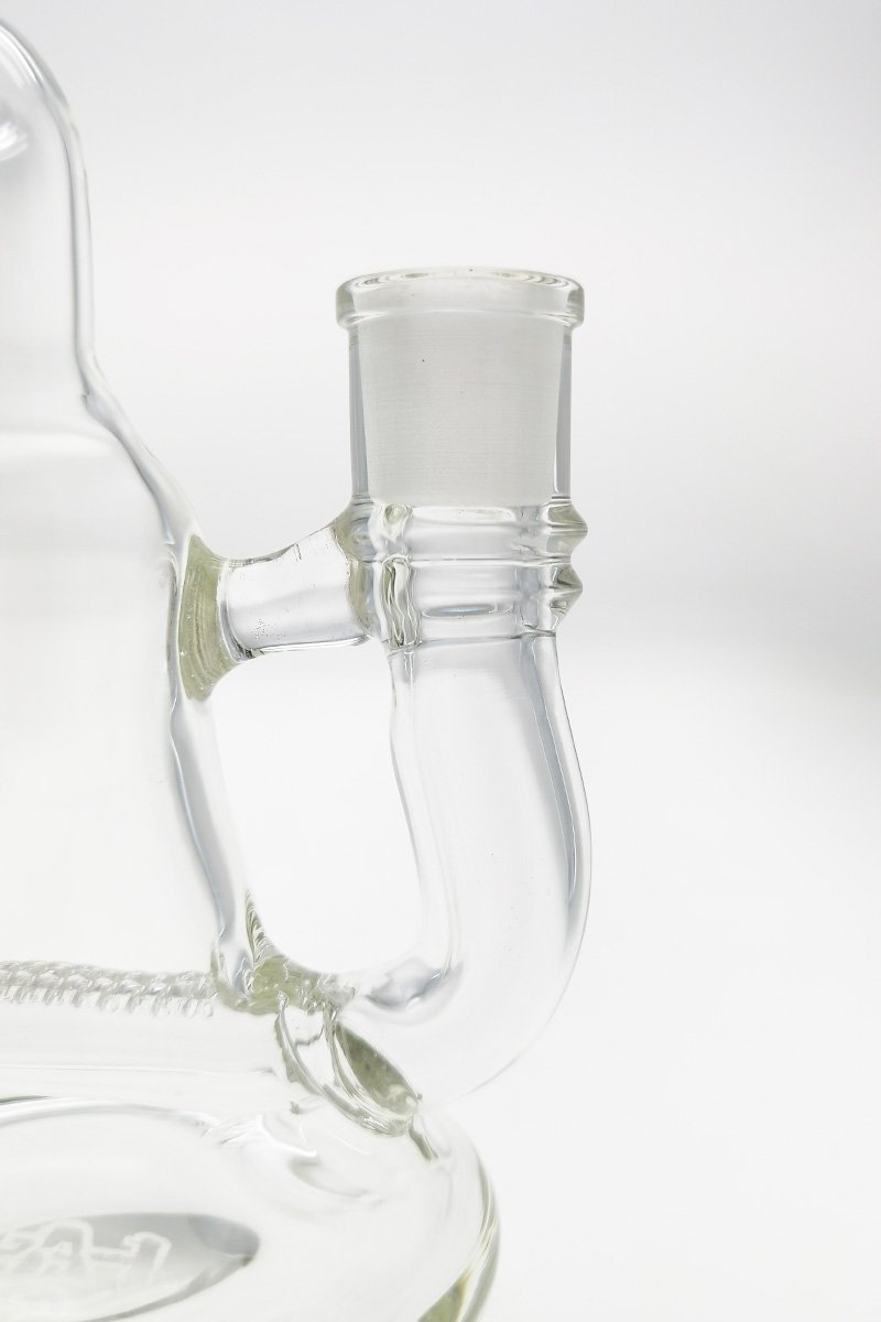 Close-up of TAG 8.25" Inline Bellow Base Recycler Bong with 14MM Female Joint