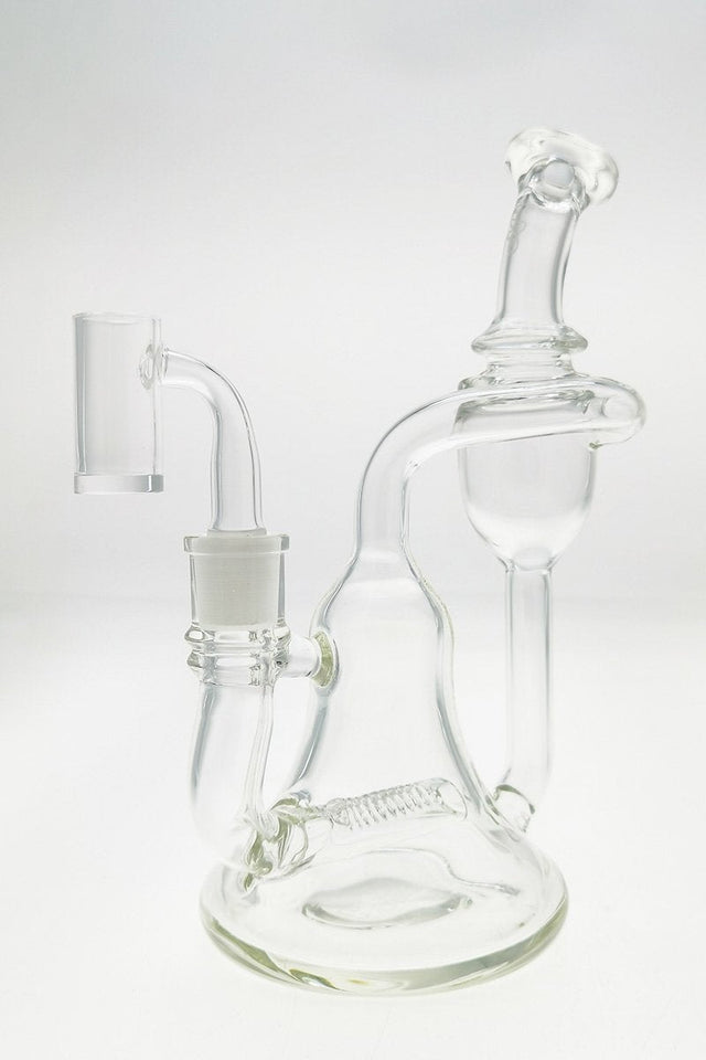 TAG 8.25" Clear Glass Recycler Bong with Inline Percolator and Bellow Base, 14MM Female Joint