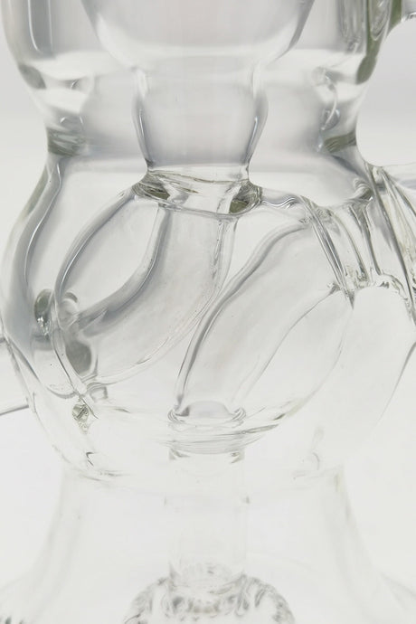 Close-up of TAG 8.5" Ball Klein Incycler with Bellow Base, showcasing its intricate glass design