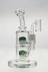 TAG 8.5" Bent Neck Dab Rig with Double 6-Arm Tree Percolators, 14MM Female Joint, Front View