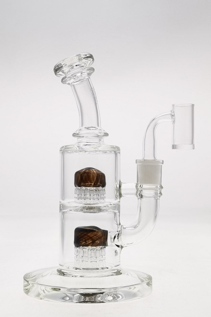 TAG 8.5" Bent Neck Dab Rig with Double 6-Arm Tree Percolators and 14MM Female Joint - Front View
