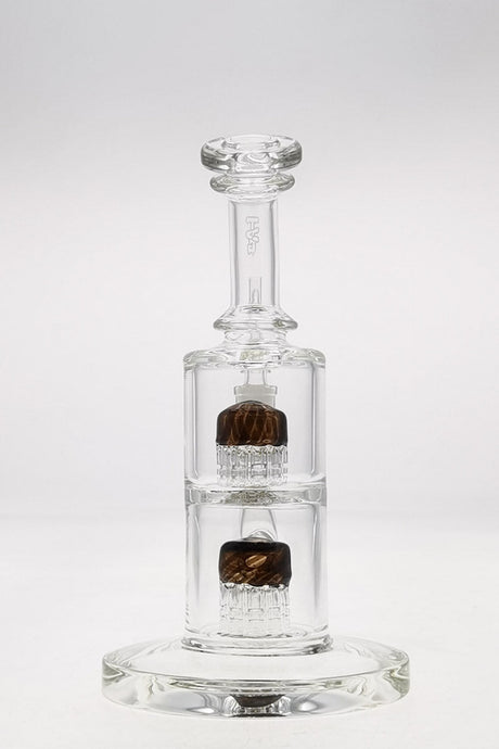 Thick Ass Glass 8.5" Bent Neck Dab Rig with Dual 6-Arm Tree Percs, Clear Borosilicate, Front View