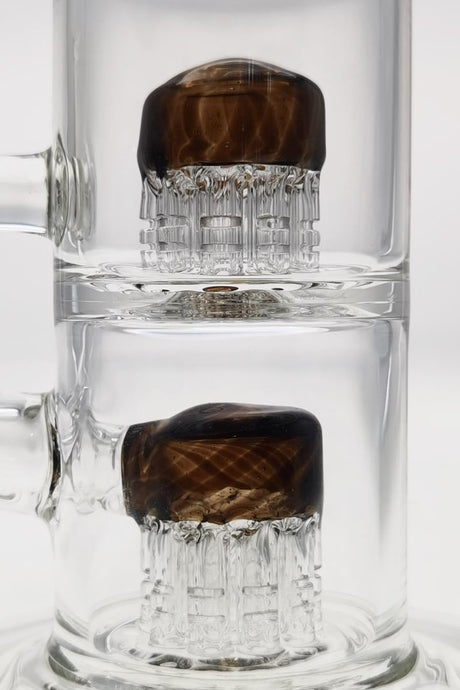 TAG 8.5" Bent Neck Dab Rig with Double 6-Arm Tree Percolators, 14MM Female Joint, Clear Borosilicate Glass