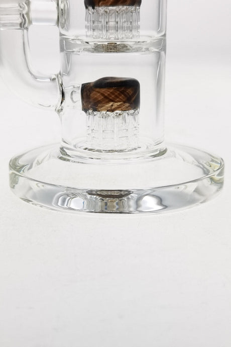 Close-up of Thick Ass Glass 8.5" Bent Neck Dab Rig with Dual 6-Arm Tree Percolators, 5mm Thickness