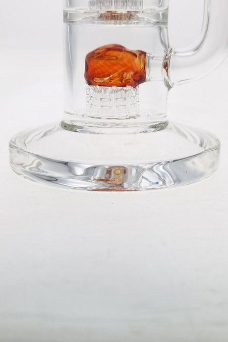 Thick Ass Glass 8.5" Bent Neck Dab Rig with Double Tree Perc, Front View on White