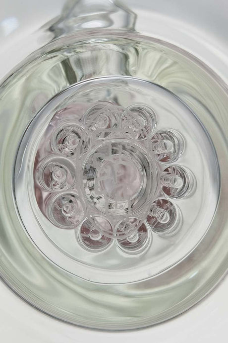 Close-up of Thick Ass Glass 8.5" Bent Neck Dab Rig with Double 6-Arm Tree Perc, 14MM Female Joint