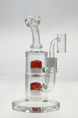TAG 8.5" Bent Neck Dab Rig with Double 6-Arm Tree Percolator, 14MM Female Joint, Front View