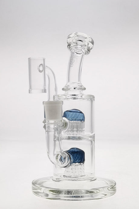 TAG 8.5" Bent Neck Dab Rig with Double 6-Arm Tree Percolator and Blue Stardust Accents