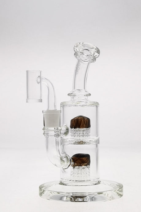 TAG 8.5" Bent Neck Dab Rig with Double 6-Arm Tree Percolator and Fade to Black Accents, Front View