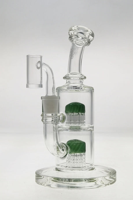 TAG 8.5" Bent Neck Dab Rig with Double 6-Arm Tree Percolator and Green Stardust Accents