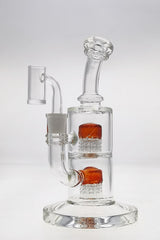 TAG 8.5" Bent Neck Dab Rig with Double 6-Arm Tree Percolators and Orange Accents