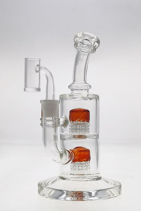 TAG 8.5" Bent Neck Dab Rig with Double 6-Arm Tree Percolators and Orange Accents
