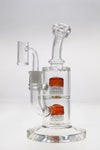 TAG 8.5" Bent Neck Dab Rig with Double 6-Arm Tree Percolators and Orange Accents