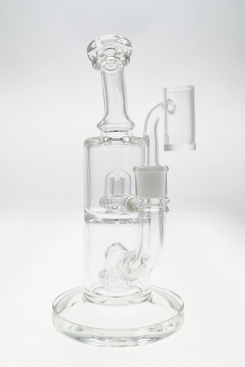 TAG 9" Bent Neck Bong with Double UFO Percolators, 14MM Female Joint - Front View