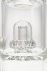 Close-up of TAG 9" Bent Neck Bong with Double UFO Percs in Clear Glass