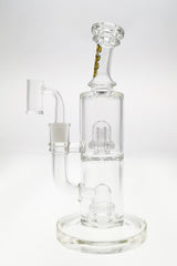 TAG 9" Bent Neck Bong with Double UFO Perc, 14MM Female Joint, Front View on White