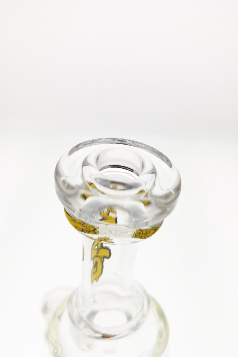 TAG 9" Bent Neck Bong with Double UFO Percolators, 55x5MM Glass, 14MM Female Joint, Top View