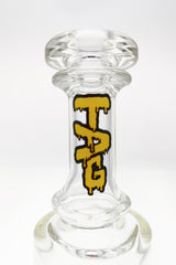 TAG 9" Bent Neck Double UFO Bong, 55x5MM, 14MM Female Joint, Yellow Logo - Front View