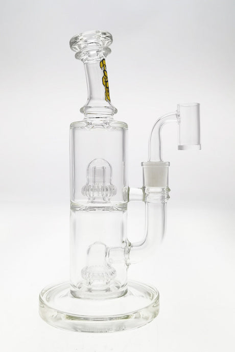 TAG 9" Bent Neck Bong with Double UFO Percs, 55x5MM Glass, 14MM Female Joint - Side View