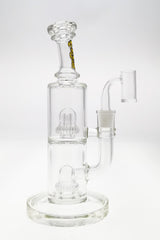 TAG 9" Bent Neck Bong with Double UFO Percs, 55x5MM Glass, 14MM Female Joint - Side View