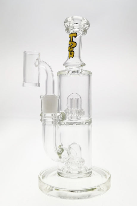 TAG 9" Bent Neck Bong with Double UFO Perc, 55x5MM, 14MM Female Joint, Yellow Label