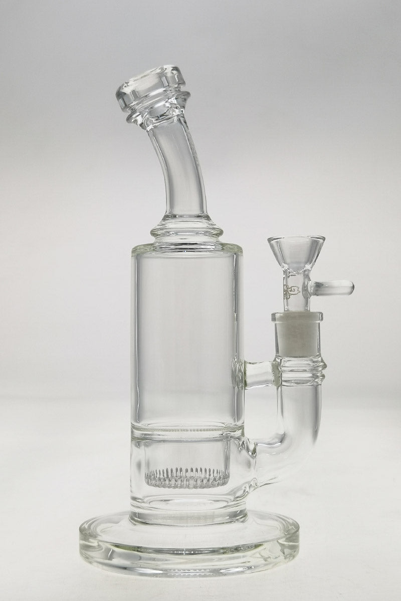 TAG 9" Bent Neck Dab Rig with Interior Showerhead Percolator, 55x5MM Borosilicate Glass, Front View