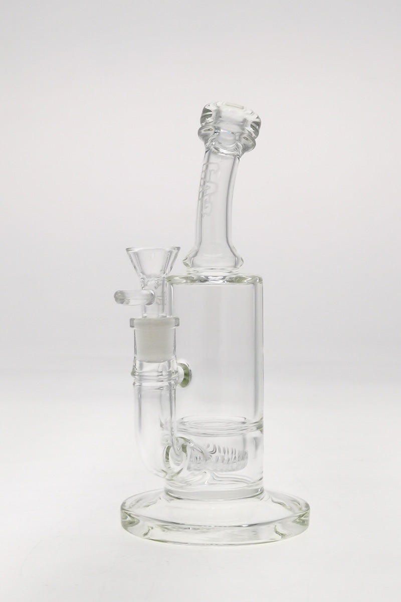 TAG 9" Bent Neck Dab Rig with Interior Showerhead Percolator, 14MM Female Joint, Front View