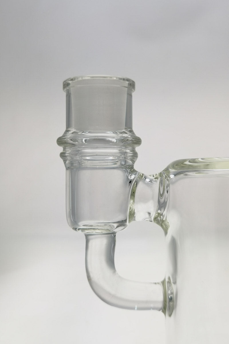TAG 9" Showerhead Donut Bong Attachment with Keck Clip, side angle on white background