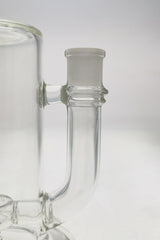 Close-up of TAG 9" Showerhead Donut Bong Neck with Keck Clip on Seamless White Background