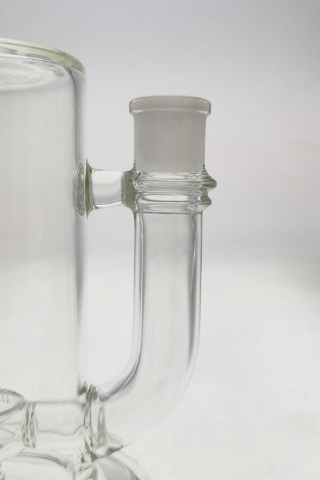 Close-up of TAG 9" Showerhead Donut Bong Neck with Keck Clip on Seamless White Background