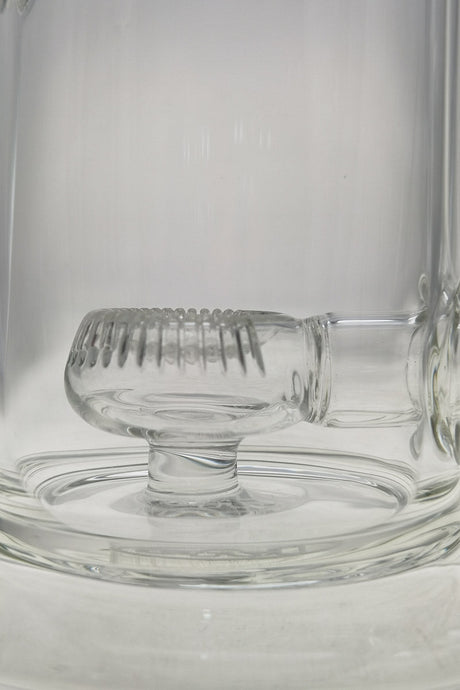 Close-up of TAG 9" Showerhead Donut Bong base with percolator, 18MM female joint