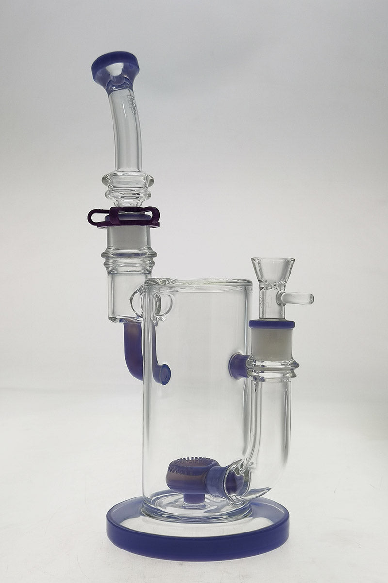 TAG 9" Showerhead Donut Bong with Neck, Keck Clip, and Silicone Hose - Front View