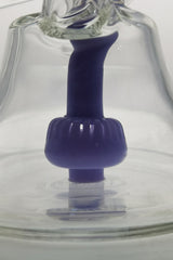 TAG 9" Super Slit Donut Dual Arm Recycler, 14MM Female close-up, transparent with purple accents