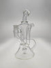 TAG 9" Clear Super Slit Donut Dual Arm Recycler with 14MM Female Joint - Front View