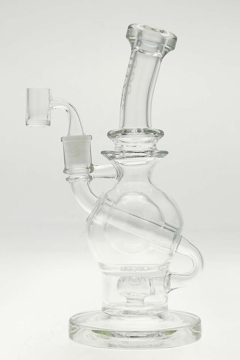 TAG 9.25" 75MM Ball Rig with Super Slit Donut for Concentrates, 14MM Female Joint, Front View