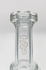 Close-up of TAG 75MM Ball Rig neck with logo, 14MM Female joint for bongs and concentrates