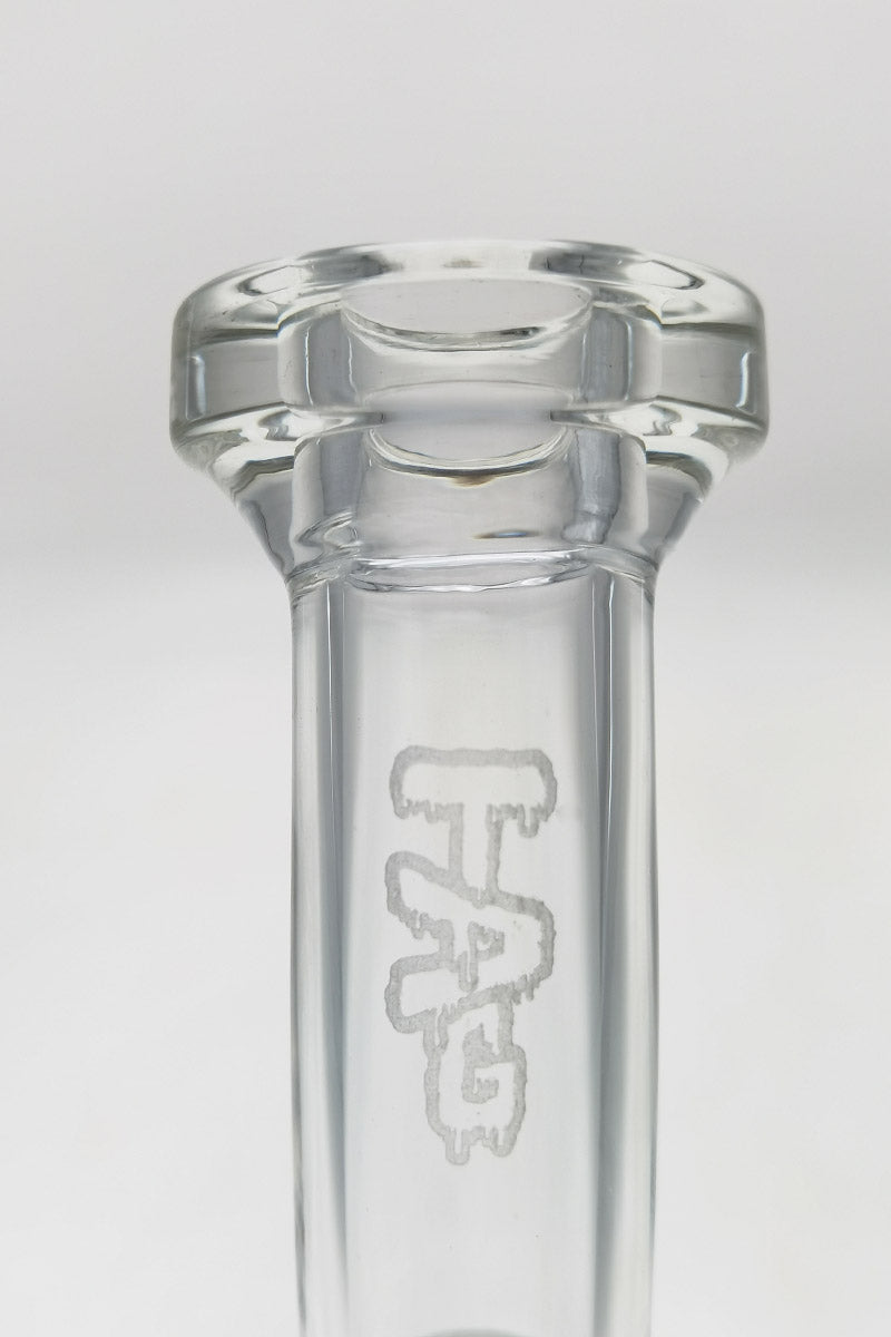 Close-up of TAG 9.25" Ball Rig with Super Slit Donut, 14MM Female Joint, Quartz Material