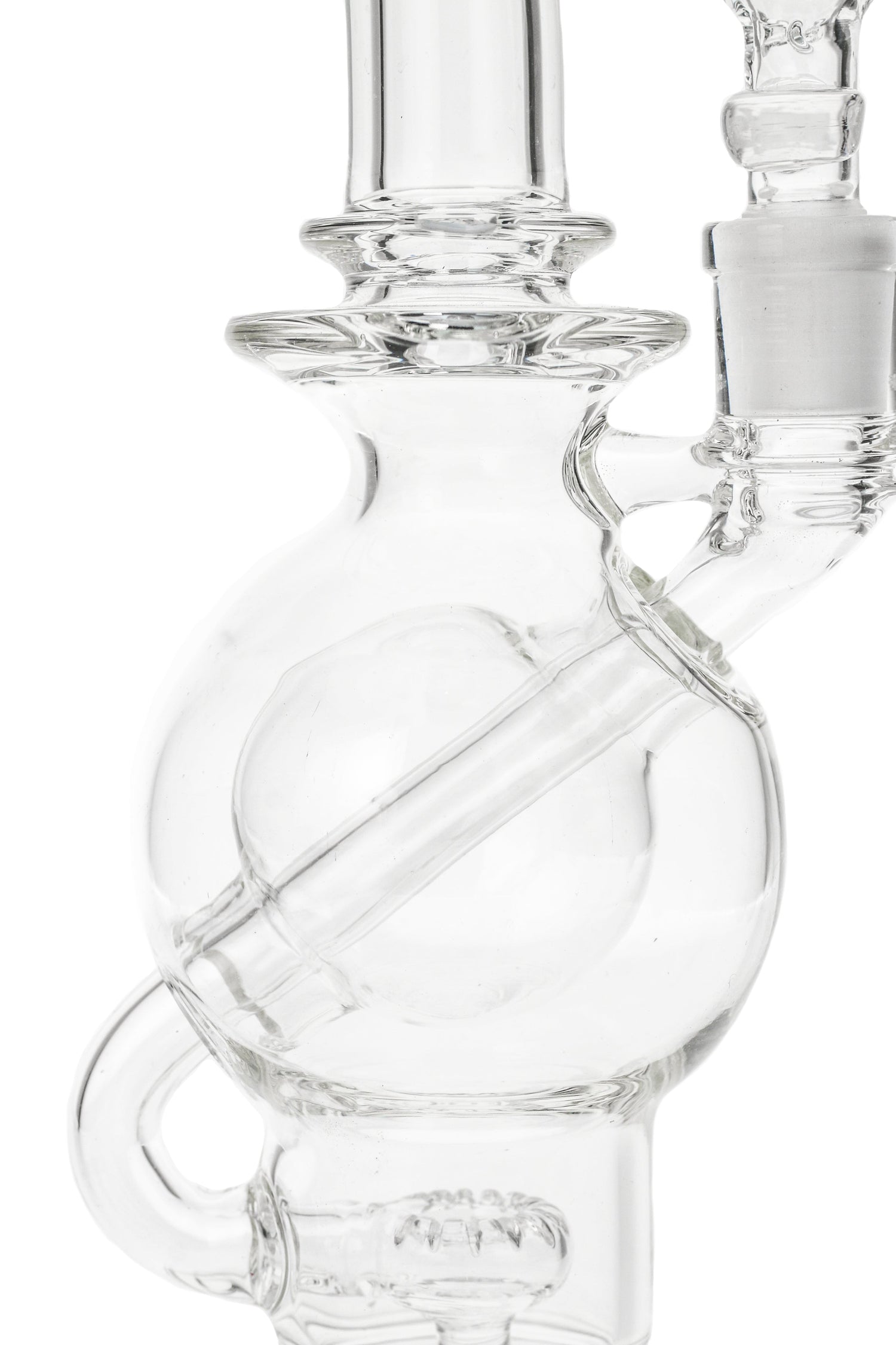 TAG 9.25" Ball Rig with Super Slit Donut, 14MM Female Joint, Clear Glass, Side View