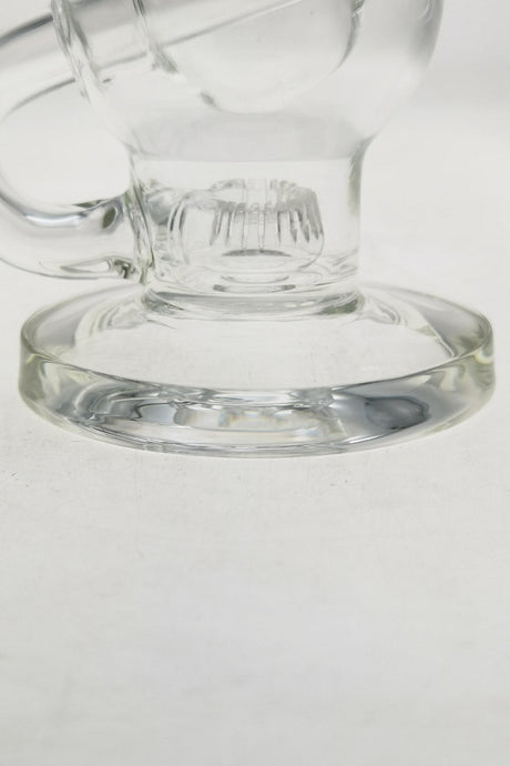 Close-up of TAG 9.25" Ball Rig base with Super Slit Donut, 14MM Female joint, clear quartz