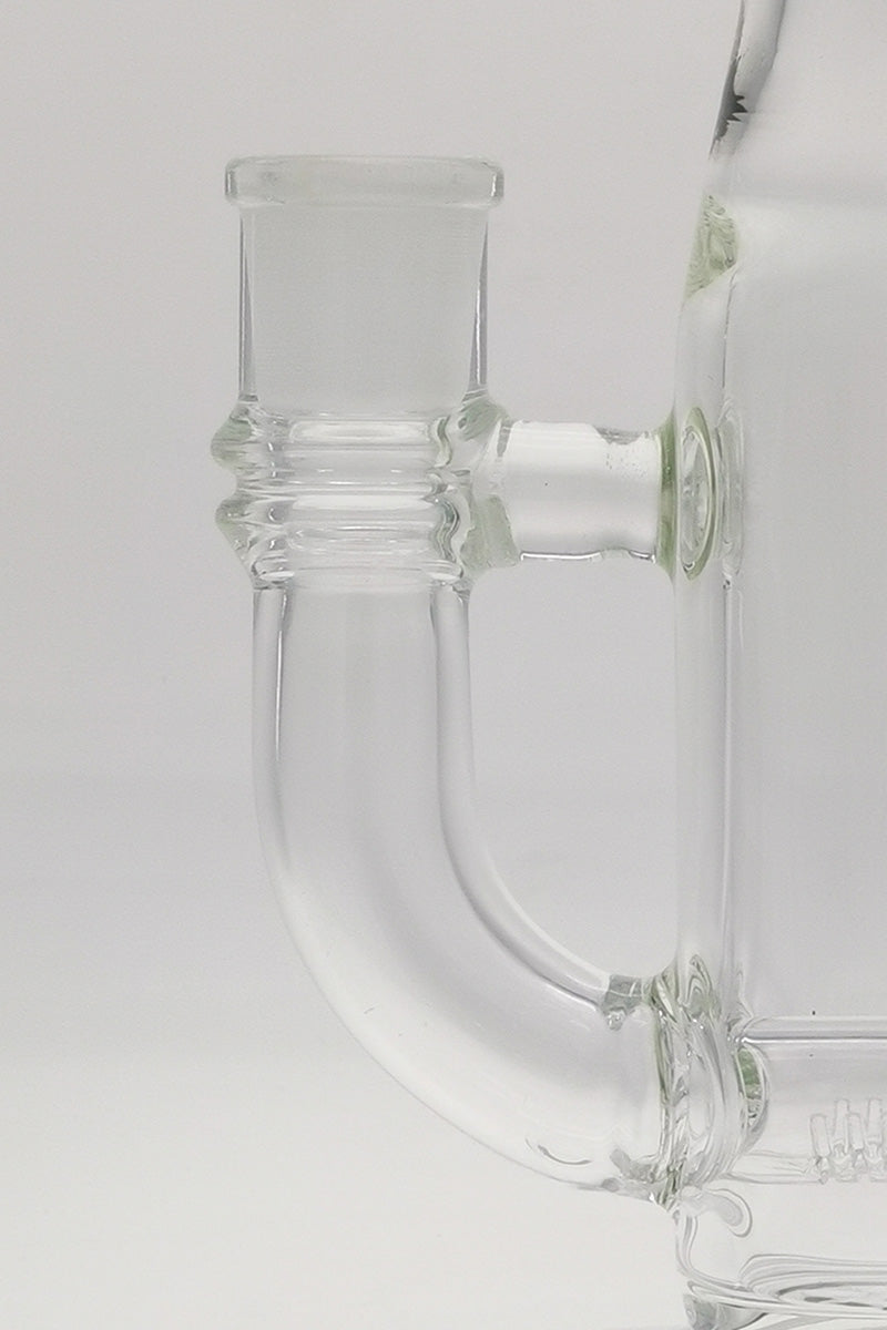 Close-up of TAG 9.25" Inline Straight Tube Dab Rig with 14MM Female Joint and Thick Glass