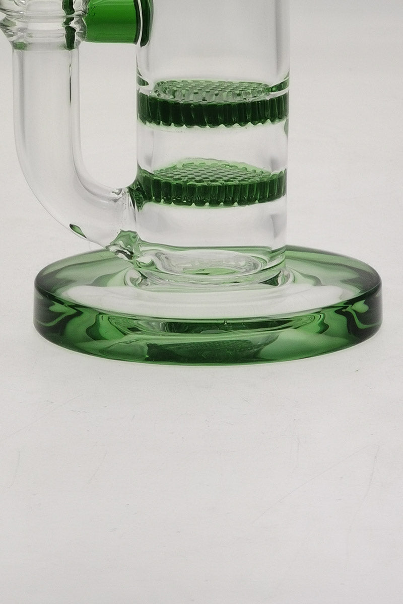 TAG 9.5" Bent Neck Bong with Double Honeycomb, Spinning Splashguard, Side View
