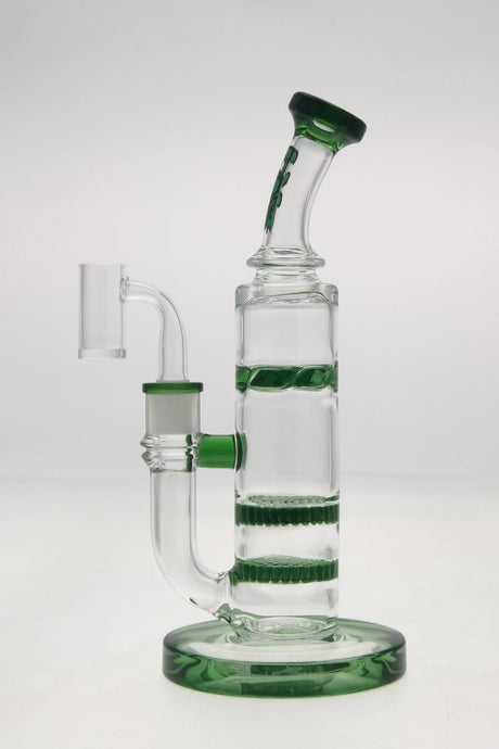 TAG 9.5" Bent Neck Bong with Double Honeycomb & Spinning Splashguard, Front View