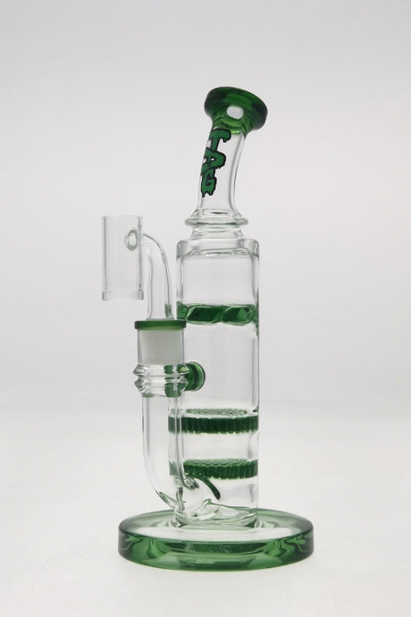 TAG 9.5" Bent Neck Bong with Double Honeycomb & Spinning Splashguard, 14MM Female Joint