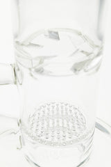Close-up of TAG 9.5" Bent Neck Dab Rig with Honeycomb Percolator and Spinning Splashguard