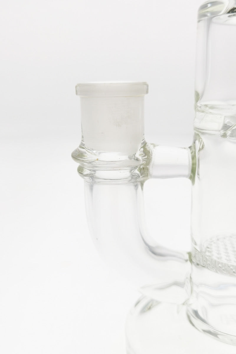 Close-up of TAG 9.5" Honeycomb Percolator Bong with 18MM Female Joint and Spinning Splashguard